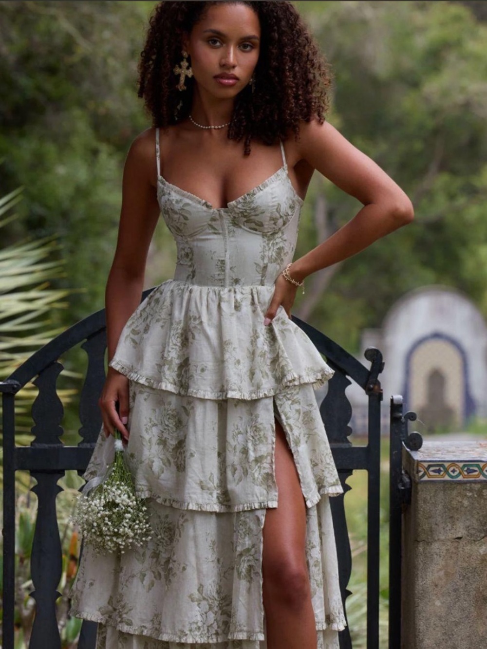 V. Chapman The Caterina Dress in Sage Tapestry